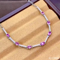 kjjeaxcmy fine jewelry 925 sterling silver inlaid natural pink sapphire bracelet lovely female bracelet support testing