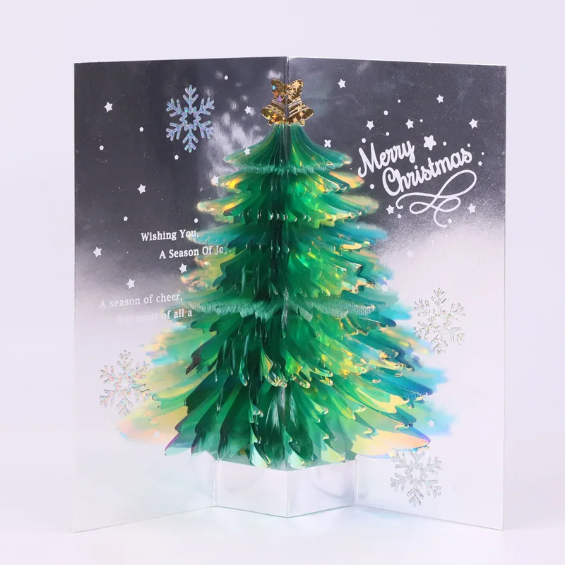 

Glittering Dreamy Three-dimensional Christmas Tree Greeting Cards Merry Christmas Gift Card New Year Blessing Thank You Cards