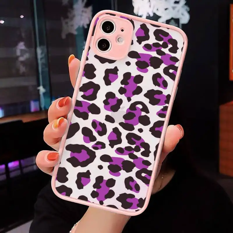 

Leopard Print cute cartoon Phone Cases matte transparent For iphone 7 8 11 12 plus mini x xs xr pro max cover