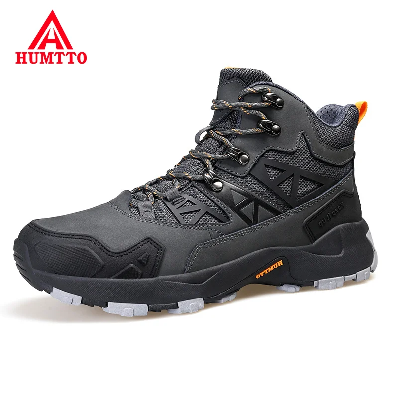 HUMTTO Hiking Shoes Leather Waterproof Trekking Boots Climbing Outdoor Sneakers for Men 2021 Hunting Breathable Work Shoes Mens