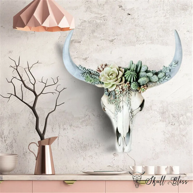 

1PC Resin Fake Cow Skull Horn Wall Hanging Ornament Crafts Bar Restaurant Decoration Maison Hogar Home Decorations