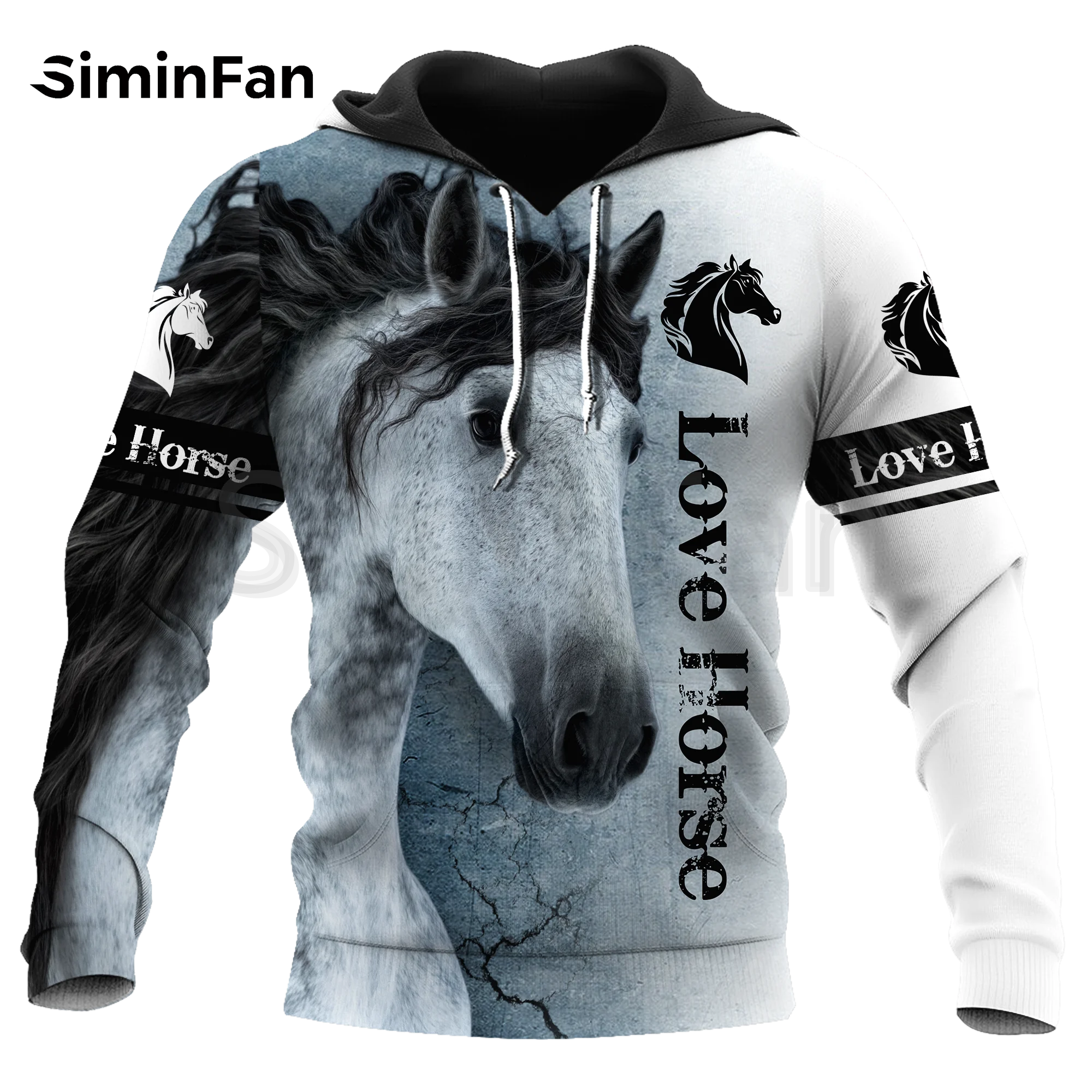 Мужские толстовки с 3D принтом Love Horse художественная Повседневная Толстовка