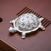 sterling silver tea drainer handmade tea ceremony accessories household filter sterling silver turtle tea pet ornaments 76g