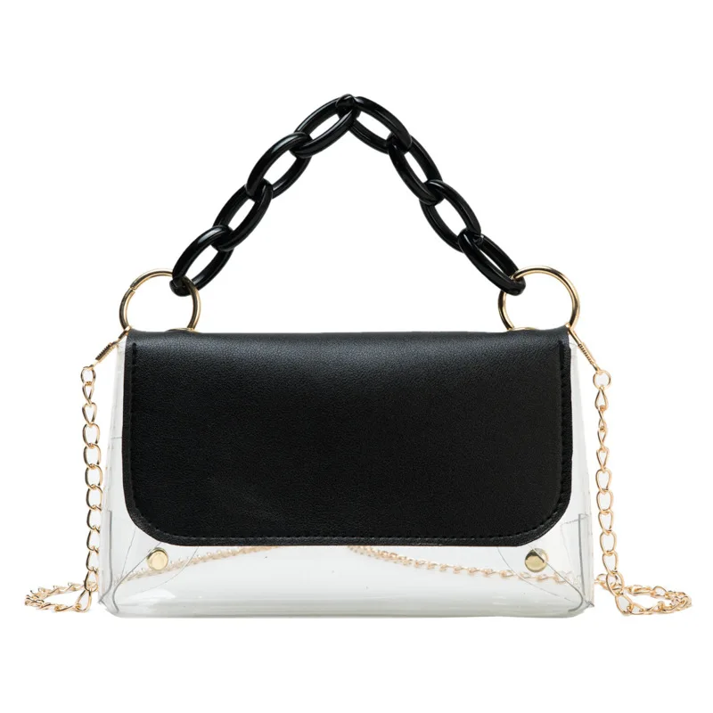 

Female bag 2020 new trendy summer Korean version of the wild chain small square bag popular this year women transparent bag