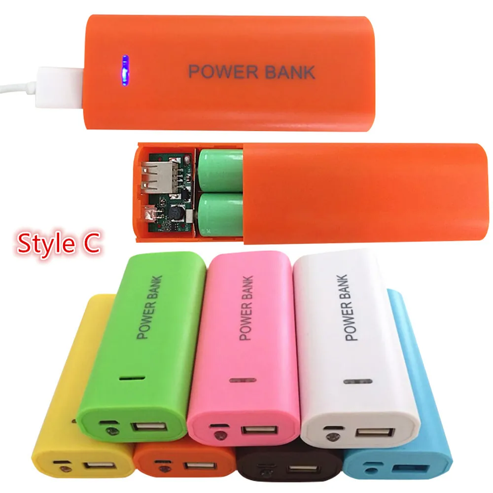 Карамельный цвет модные 5600 мА/ч, 2X короткие hair18650 USB Мощность банк Батарея Зарядное устройство чехол сделай сам, коробка для iPhone для 18650 батареи