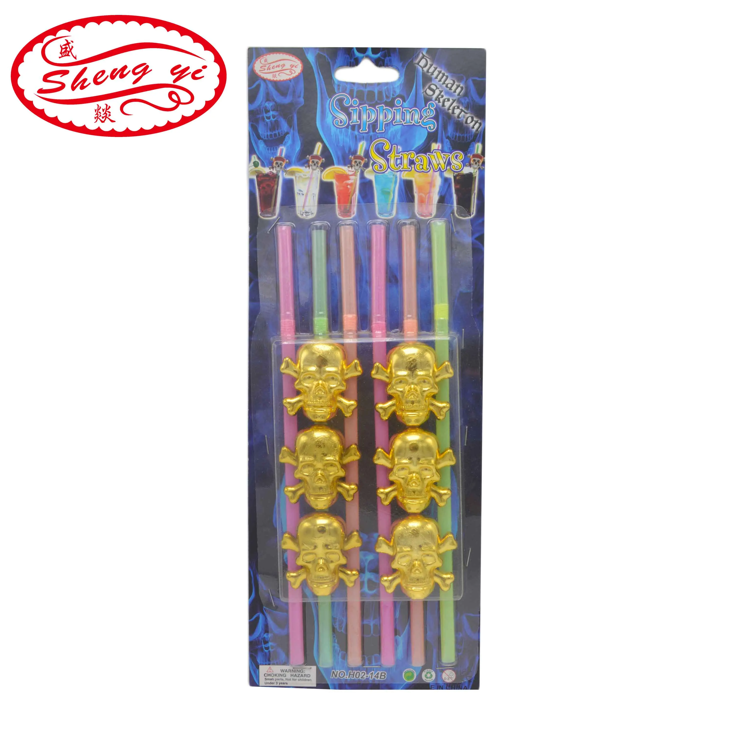 

SHENGYI 6pcs Halloween Drinking Straws Skull Funny Ghost Head Straw Halloween Holiday Bar Festival Party Decoration Tricky Toys