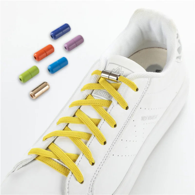 

1 Pair of Free Laces Metal Buckle Capsules Children's and Women's Casual Shoes Tennis Sneakers Elastic Flat Lazy Shoelaces
