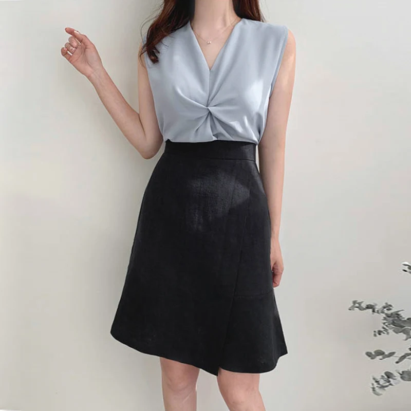 

Women Summer Two Piece Sets Ladies Office Suits Sleeveless Tank Blouses and High Waist Long Floral Skirt Elegant 2 Piece Sets