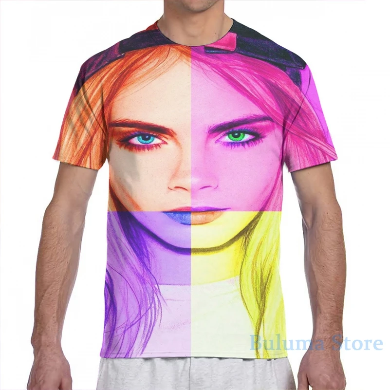 Мужская футболка с принтом Кара Delevingne POP sherbet модная женская со сплошным топы для