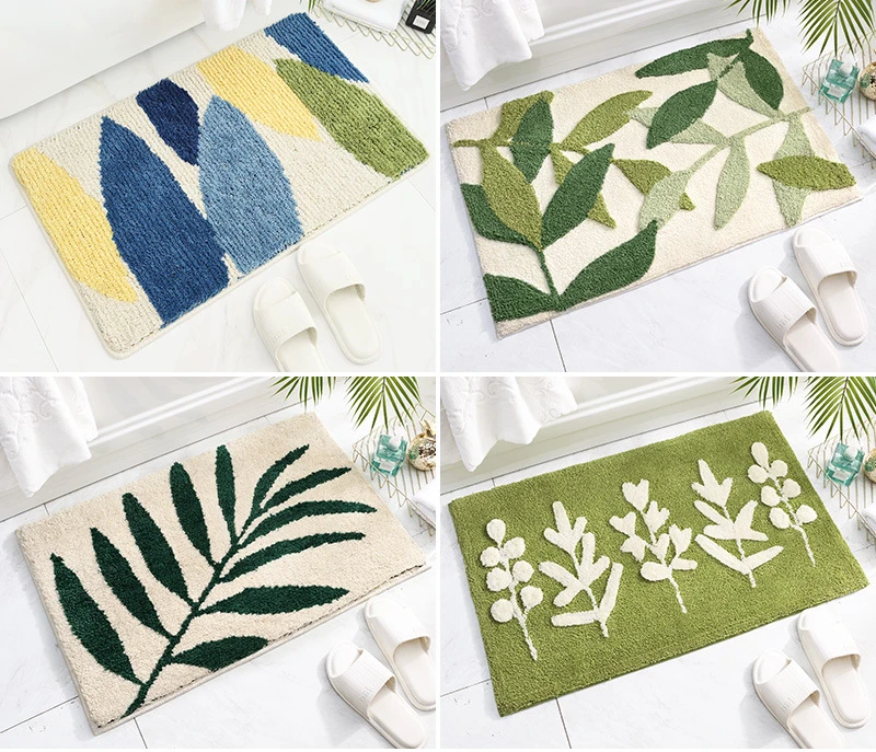 3d plant design flocking bathroom mat 1pcs absorbent floor carpet doormat bath mats home hallway mat toilet rug kitchen carpets free global shipping