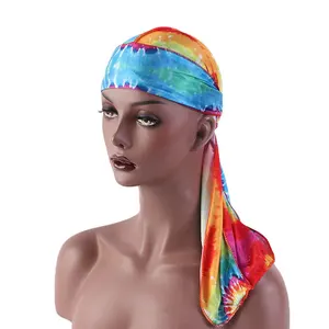 Unisex Hair Accessories Silky Durag Bandanas Pirate Hats For Women Men Long Tail Pirate Hat Waves do doo du rag Turban Headwear