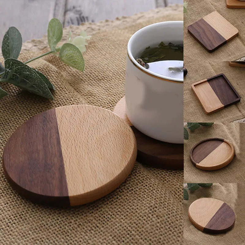 

Durable Wood Coasters Placemats Decor Square Round Heat Resistant Drink Mat Home Table Tea Coffee Cup Pad Harajuke Coffee New