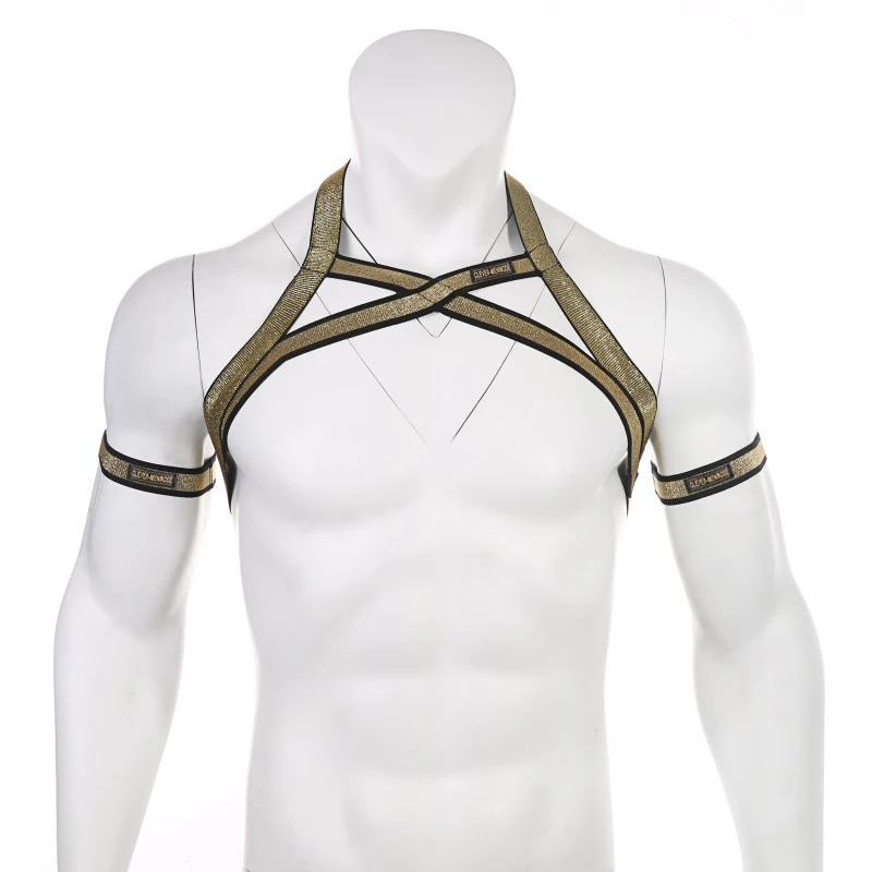 E612 Эластичный костюм для мужчин, на плечо, грудь, ремни, мышцы, бондаж, пояс, сексуальный, Холтер, Hombre, для клубных выступлений, женское БДСМ белье, косплей - Цвет: E612