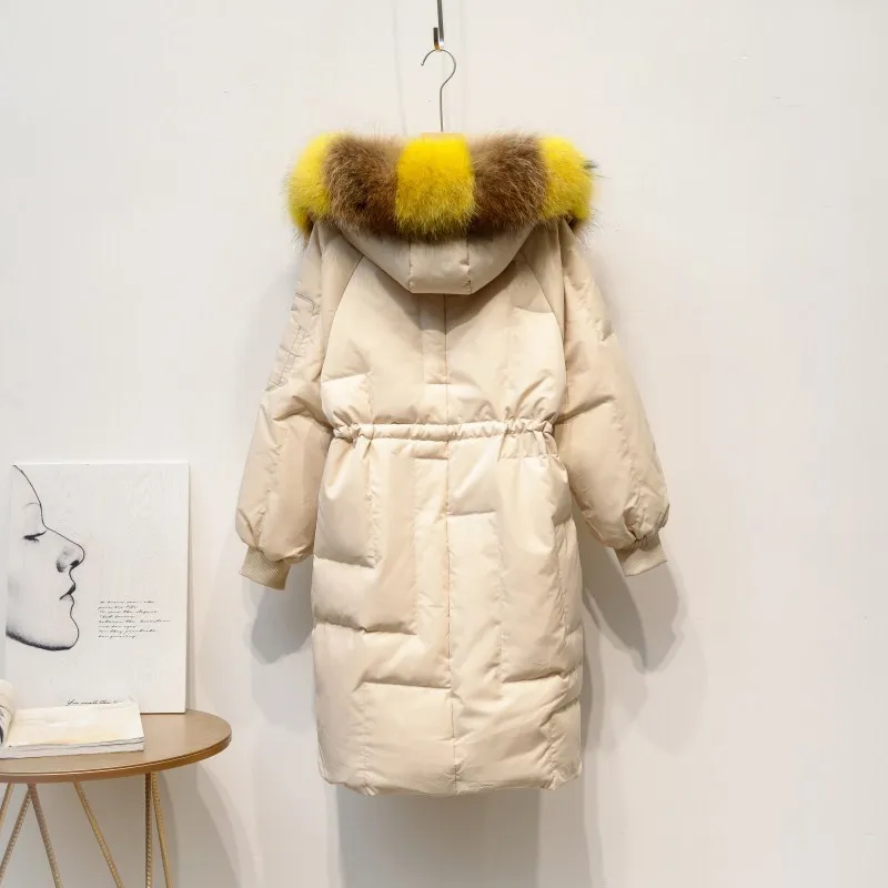 Зимнее пальто женская куртка 90% на белом утином пуху женский пуховик с воротником