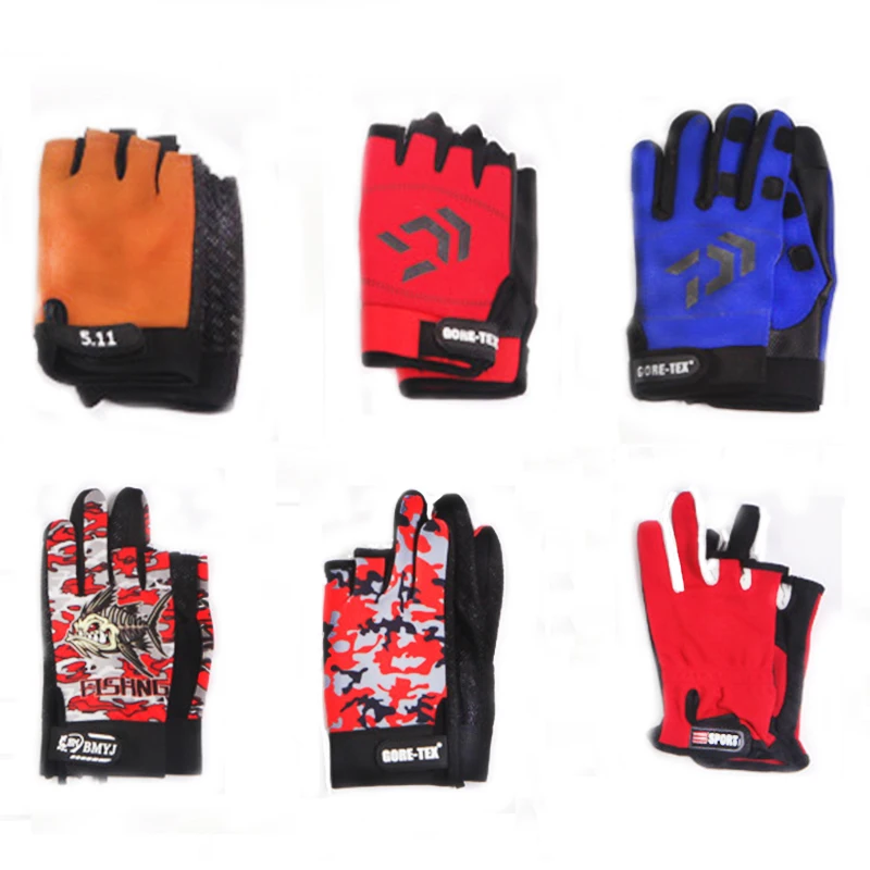 Перчатки для рыбалки на открытом воздухе с тремя пальцами солнцезащитные