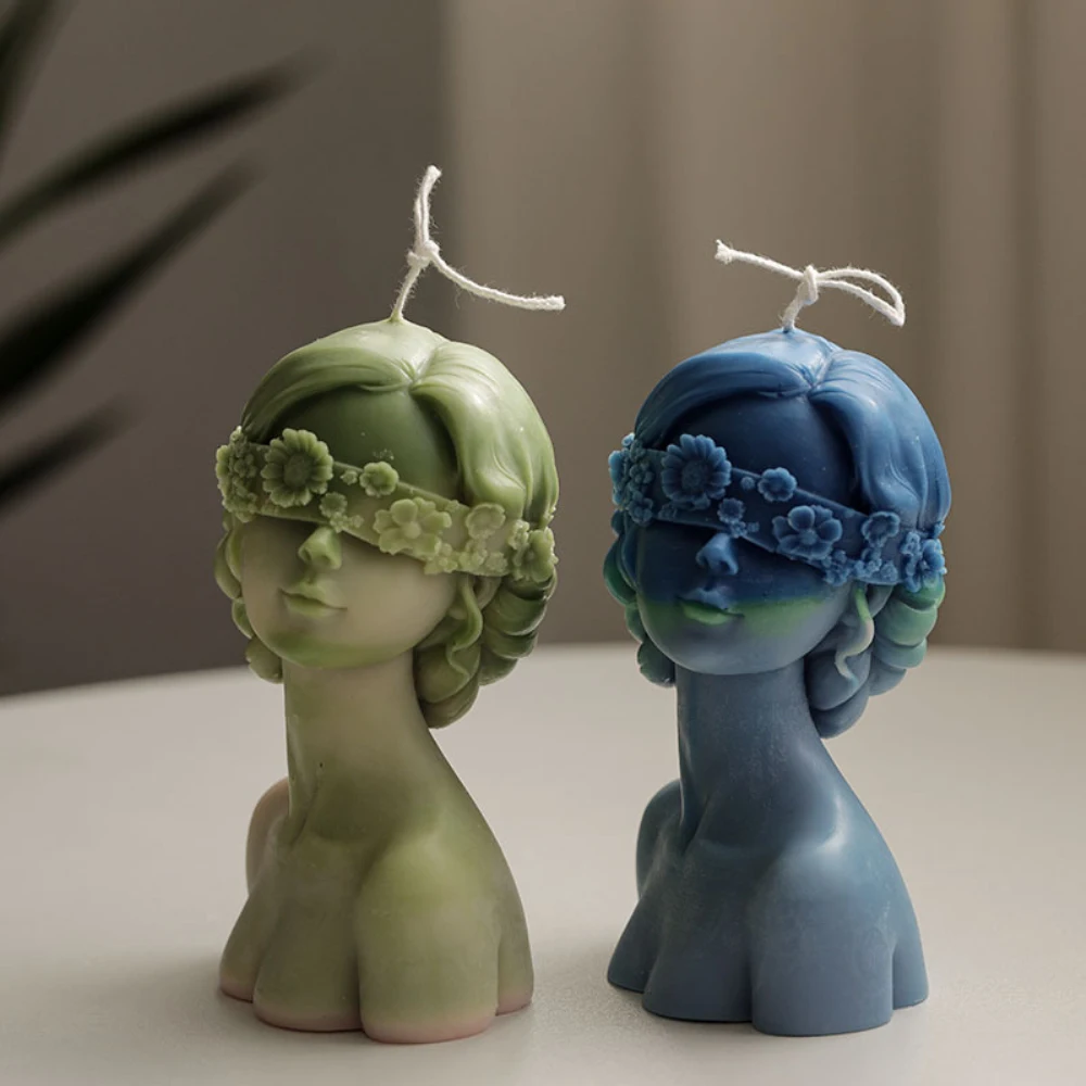 

New Closed-Eye Girl Silicone Candle Molds DIY Blindfolded Girl Aroma Wax Candle Making Soap Casting Mold Gifts Crafts Home Decor