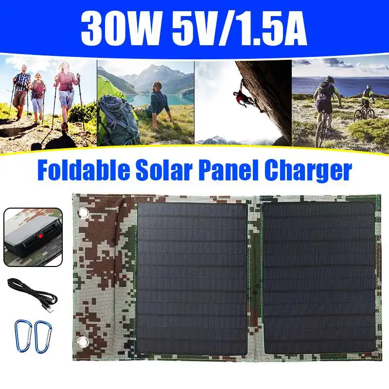 30W Складная солнечная панель складное зарядное устройство на солнечных батареях 5V 1.7A двойное usb-выходное устройство портативные солнечные панели для смартфона на открытом воздухе