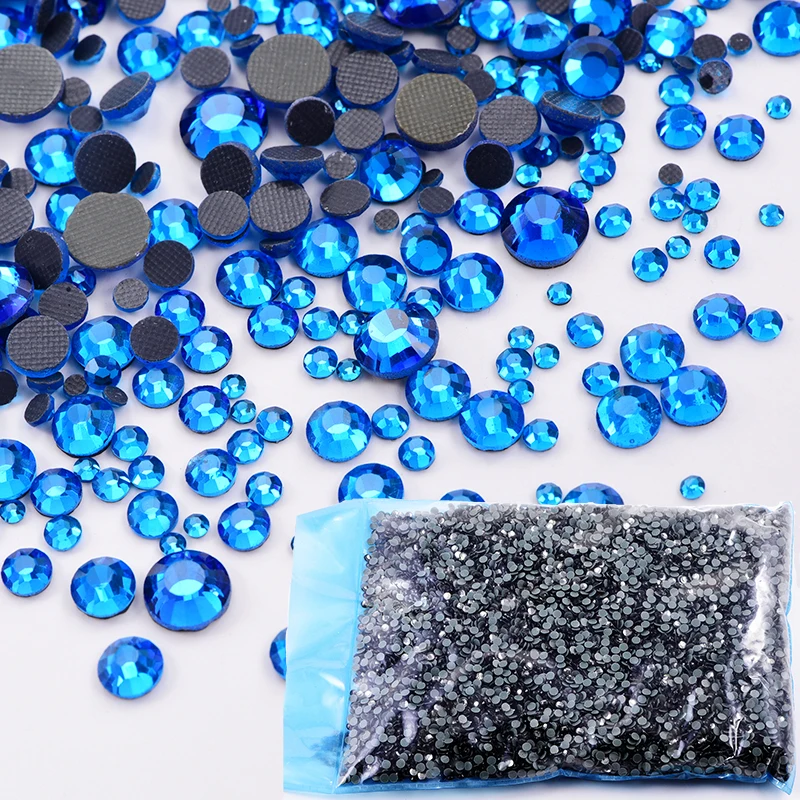 Капри Синие стразы с плоской задней поверхностью утюжок для горячей фиксации ss6