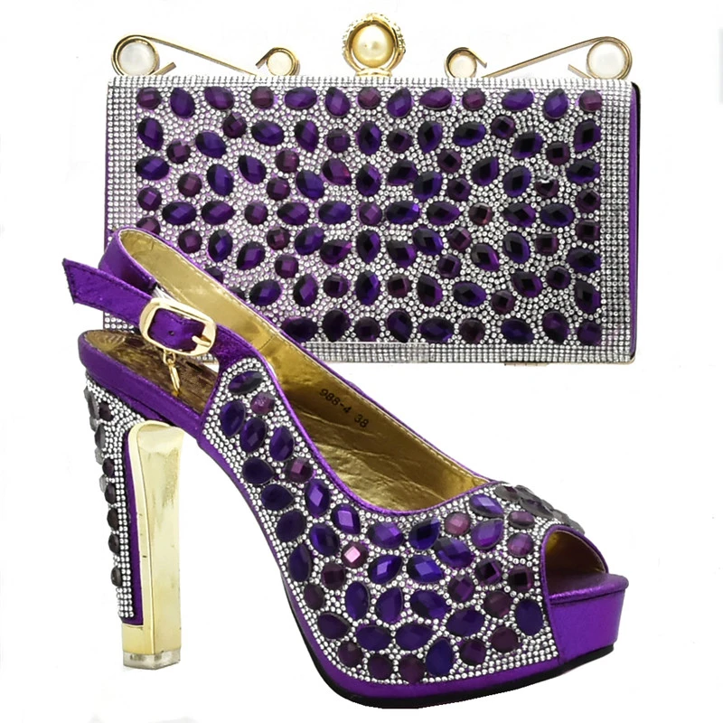 Туфли на высоком каблуке для женщин Итальянская обувь с сумочкой в комплекте