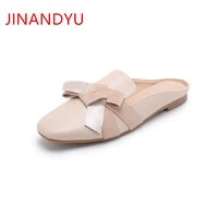size 34 43 bow tie sandals women 220 flat slipper woman beach flats mujer fashion slippers women mules planos summer shoe