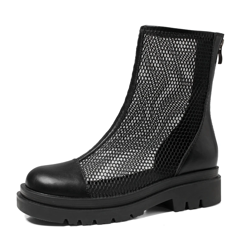 

2021 Autumn Winter Woman Ankle Boots Fashion Flat Heels Slip on Women Shoes Retro Square Leather Short Classic All-Match Hollow