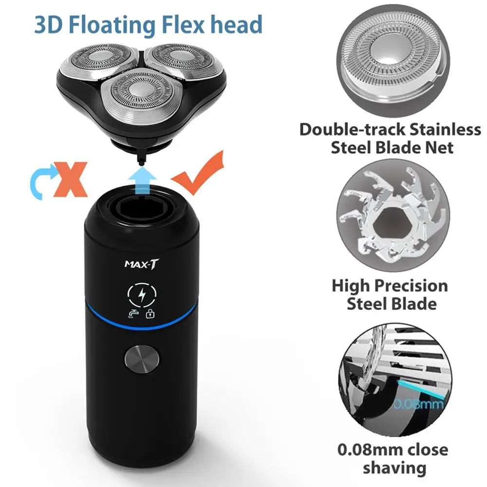 

MAX-T A5 Electric Razor Corded and Cordless Rechargeable Travel Rotary Shaver Razor 3D for Men with IPX7 Waterproof Men Shaver