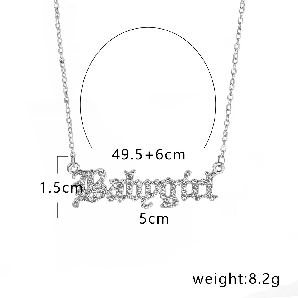 

Lost Lady Fashion Zircon Babygirl Necklace for Women Pendants Necklaces Old English Font Chain Girlfriend Gift Jewelry Wholesale