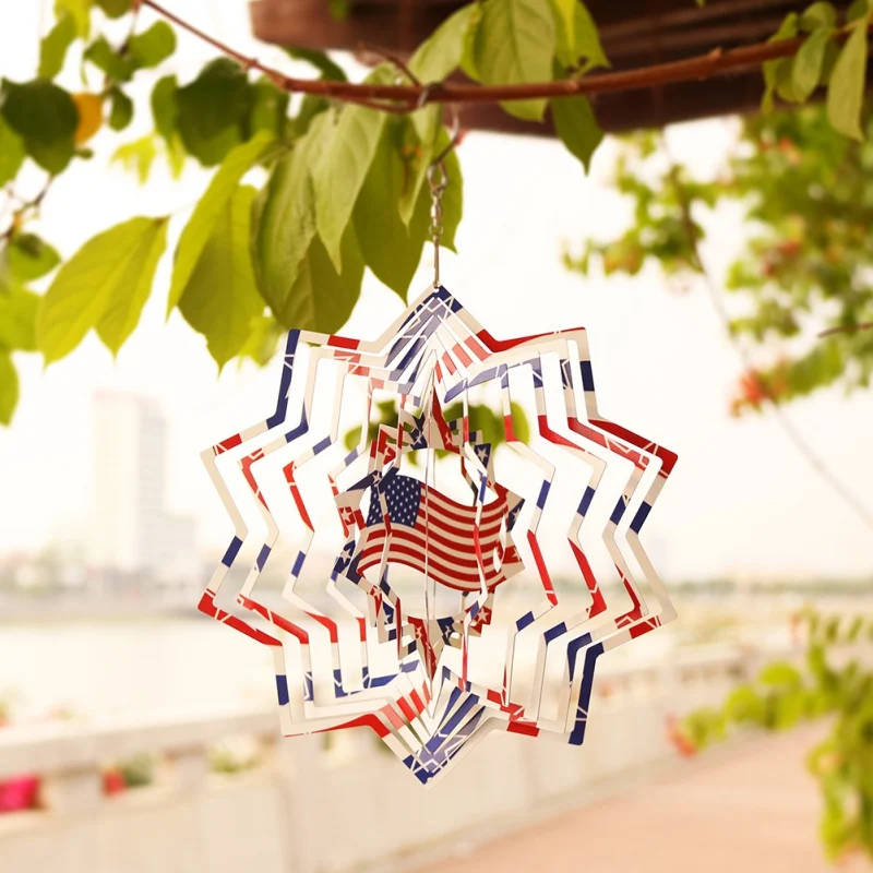 

Outdoor Garden Decoration Dynamic Metal Wind Trimmer 3D Ornaments,Hanging Patriotic Garden Trimmer Practical household products