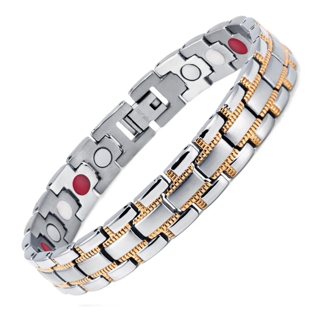 

Fashion Jewelry Healing Magnetic 316L Stainless Steel Bracelet For Men Women 8.5" Bracelets Bangles