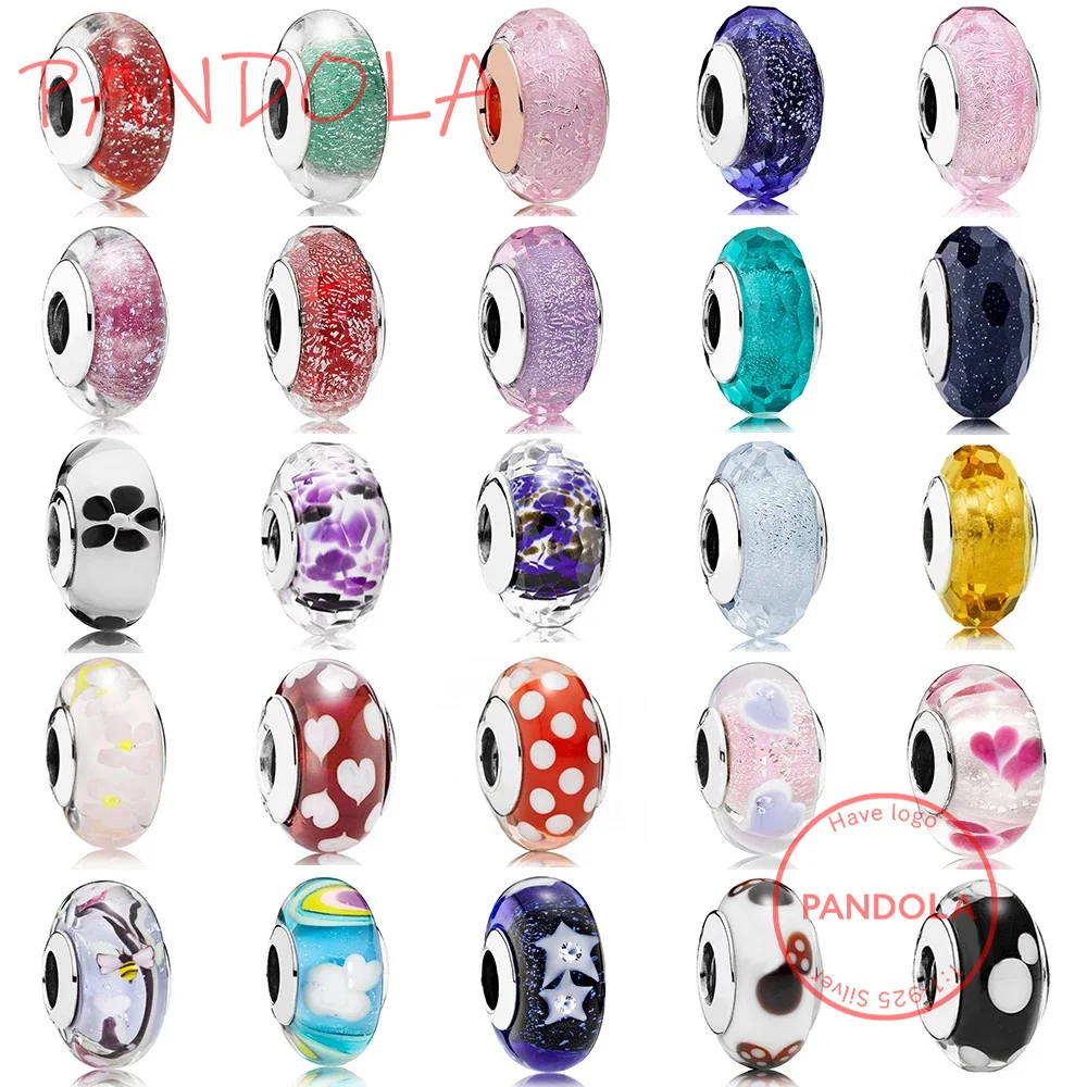 

NEW 100% 925 Sterling Silver Lovely Mouse Starry Sky Crystal Glass Beads Fit Original Bracelet DIY Charm Jewelry Gift Wholesale