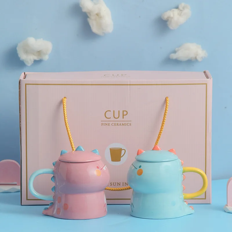 

Cute Dinosaur Hand Painted Cartoon Personality Mug Breakfast Milk Cup Creative Ceramic Water Cup mugs coffee cups