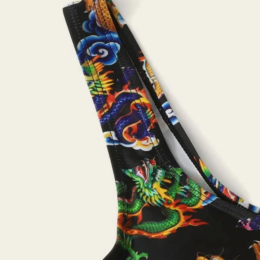 Комплект бикини купальник из 2 предметов женское с винтажным принтом