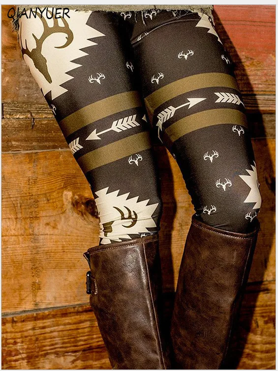 Модные женские зимние теплые рождественские леггинсы со снежинками из