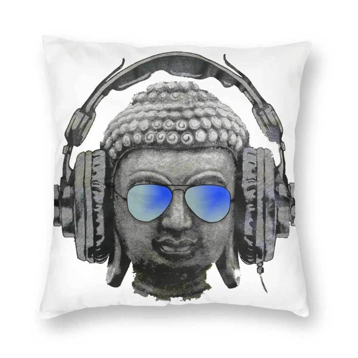 

Headphones Groove Buddha Banksy Pillowcase Soft Polyester Cushion Cover Decorations Hip Hop Throw Pillow Case Cover Home 40X40cm