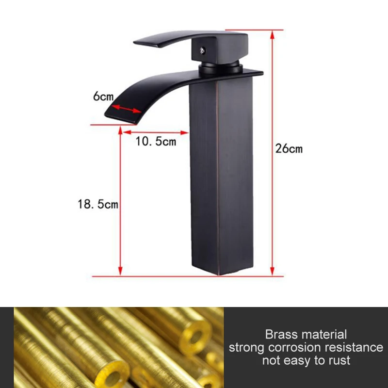 Квадратный высокий смеситель для ванной комнаты античная бронза на палубе