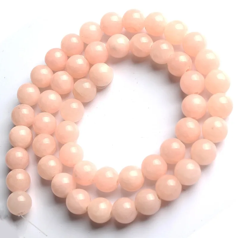 Натуральный камень светло-розовые бусины из нефрита Круглые свободные для