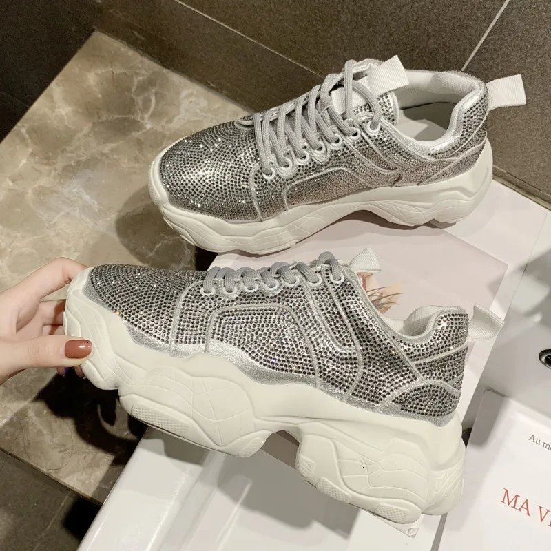 Ulzzang/женские кроссовки на платформе Модные женские массивном каблуке