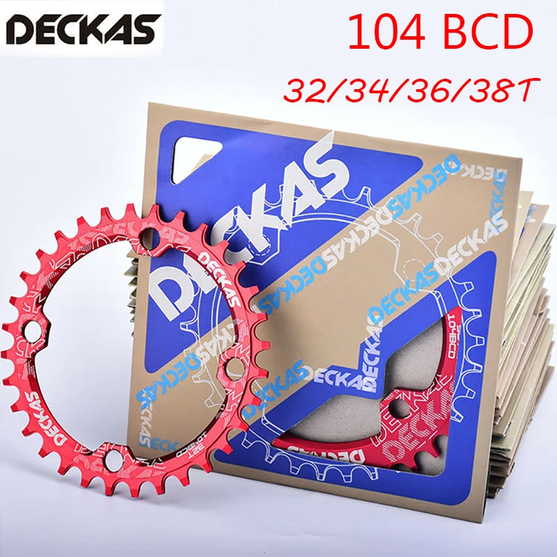 DECKAS Narrow Wide Chainring MTB 104BCD Round Oval Bicycle Chain Ring 32T 34T 36T 38T Road Mountain Bike Single Crankset BCD 104