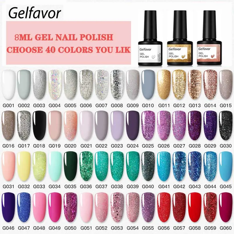 

Gelfavor 8ML Nail Gel Set For Manicure nail art Platinum UV LED Lamp Varnishes Painting Gel Kits Base Top Coat Gel Lacquer