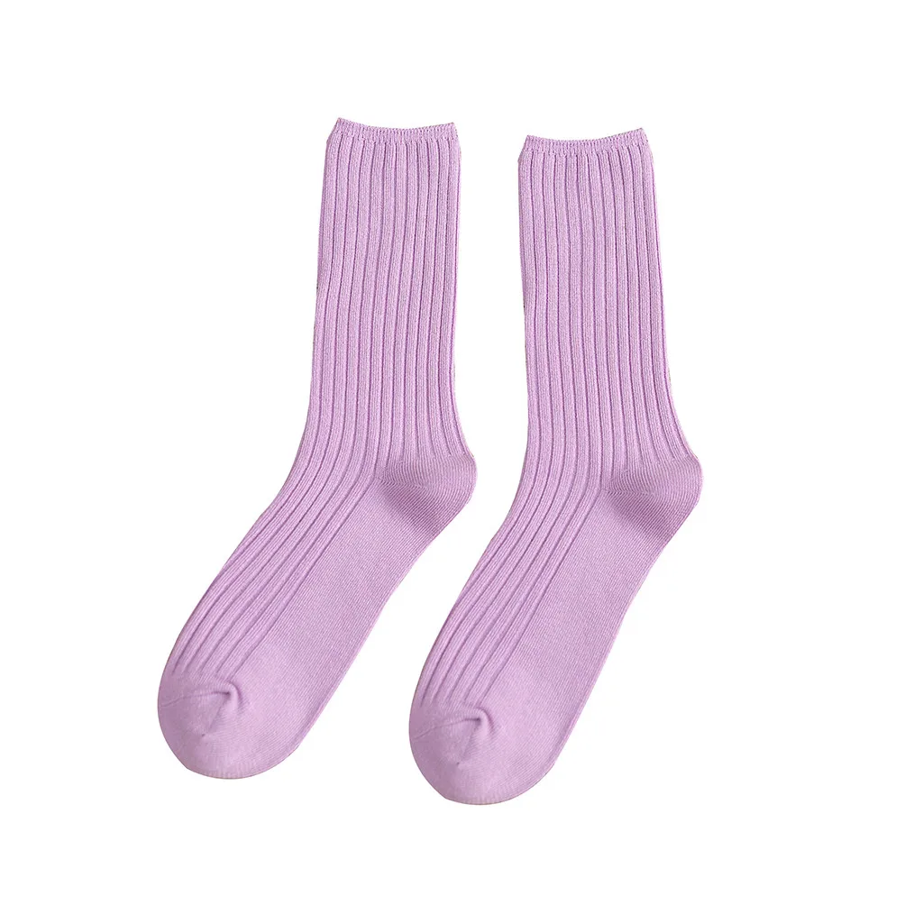 Purple ISHOWTIENDA, партия из 5 пар Носки комплекты Для женщин Средний носки без пятки мягкие носки из хлопка однотонноные Цвет теплые носки для зимы Gh6 - Цвет: Purple
