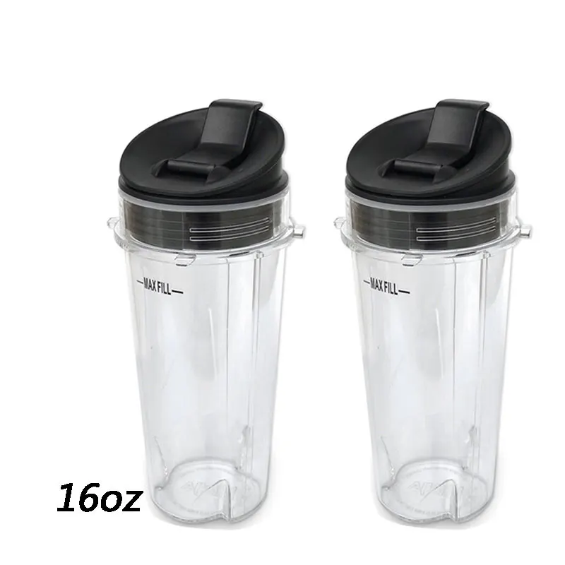 

2 pcs Nutri Ninja 16-Ounce Cup with Sip N Seal Lidsfor Blenders Durable Good Seal Ring Keep Fresh Sport Plastic Bottle Parts