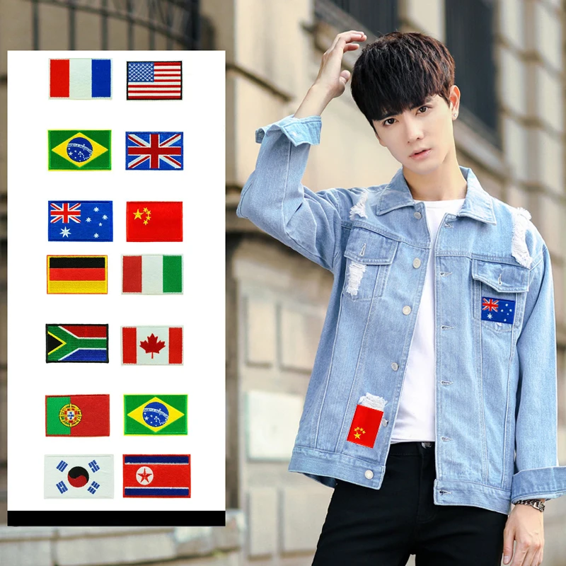 Нашивка с вышитым флагом нашивка символикой страны 9*6 см|Заплатки| |