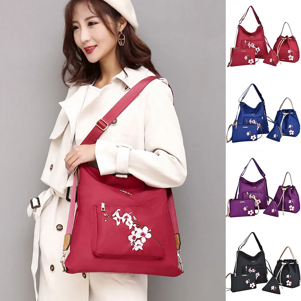 4 шт. модная сумка мешок с вышивкой через плечо для женщин девушек кошельки