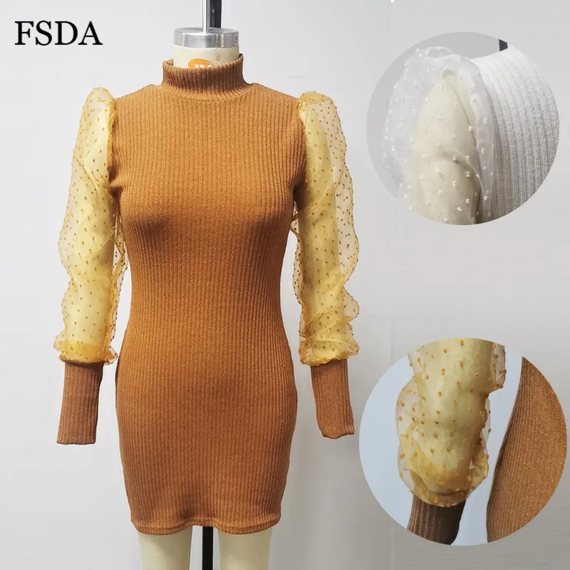 Платье-водолазка женское трикотажное в горошек черное/белое/розовое | Женская