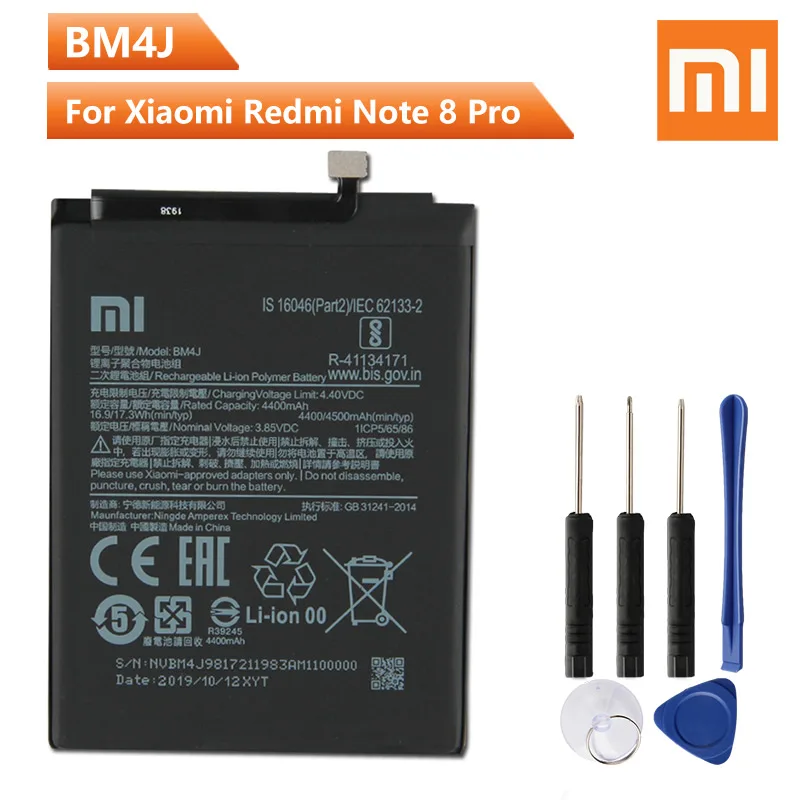 Xiao Mi оригинальная запасная батарея для телефона BM4J Xiaomi Redmi Note 8 Pro аутентичная