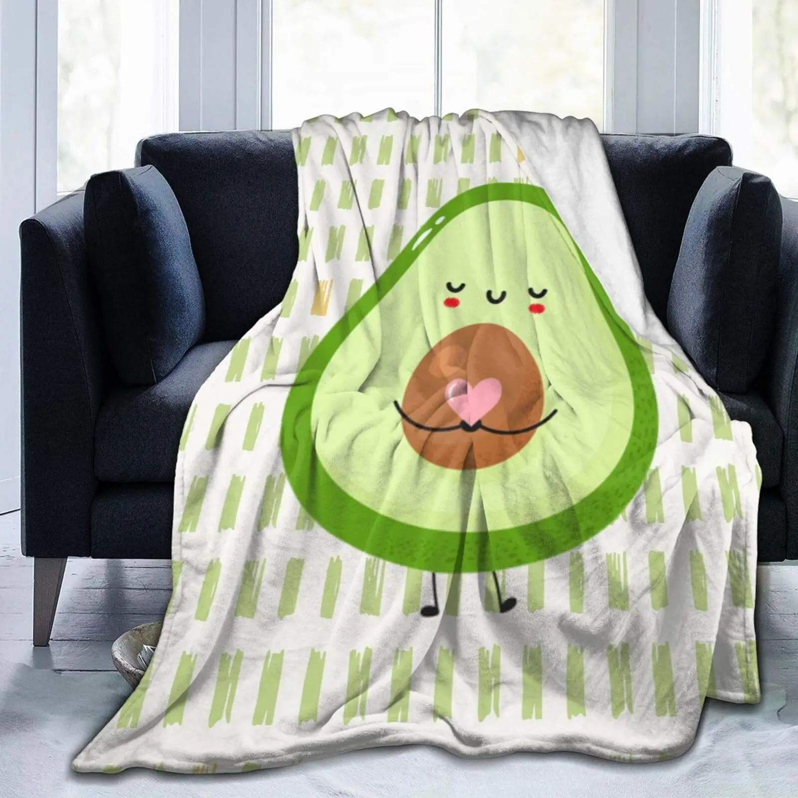 

Jumping Cute Funny Avocado Blanket Flannel Throw Lightweight Cozy Couch Bed Soft and Warm Plush Quilt 120x150cm for Teens