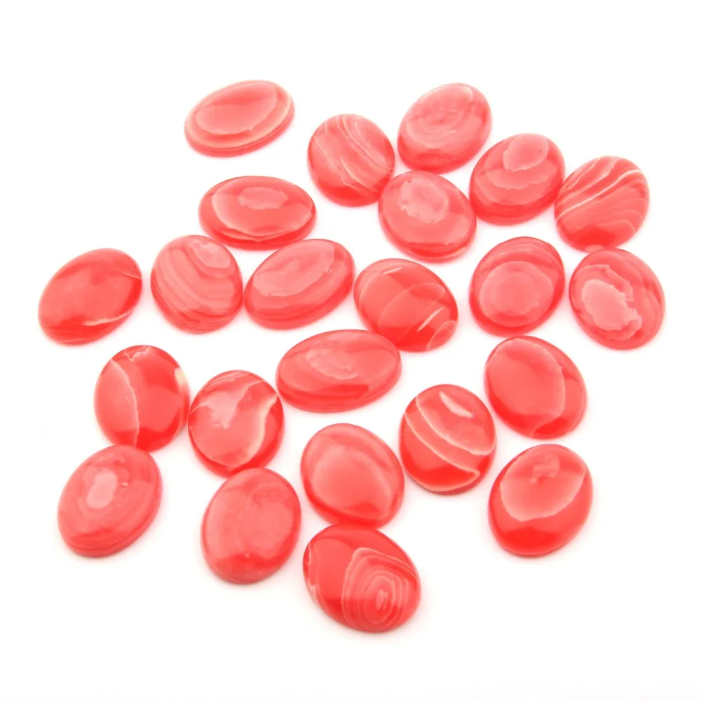 Натуральный камень арбуз красный кабошон с плоским основанием Овальные без
