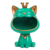 50 hot sale big mouth cat storage box cartoon shape resin sundries box decor lucky cat statue storage holder for living room