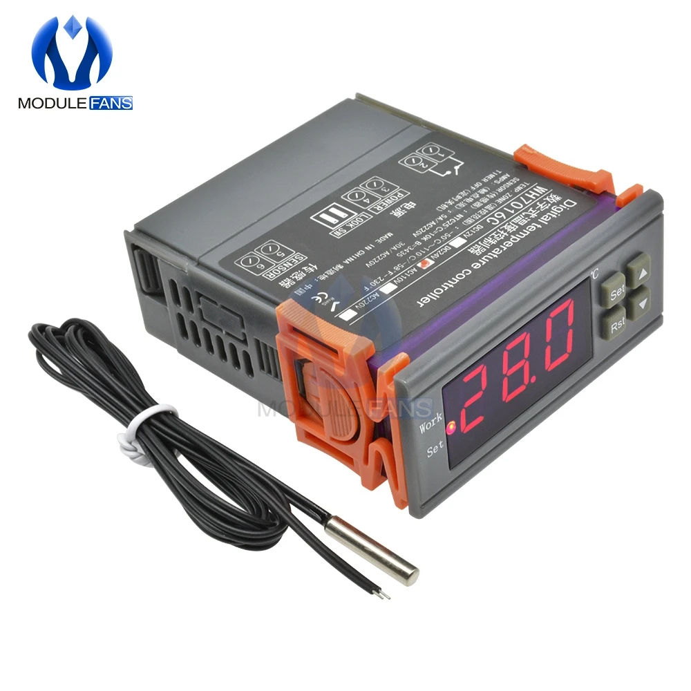 DC 12V 24V AC 110V 220V светодиодный цифровой термометр регулятор температуры с NTC 10K 3435 термобаллон термостата сенсор