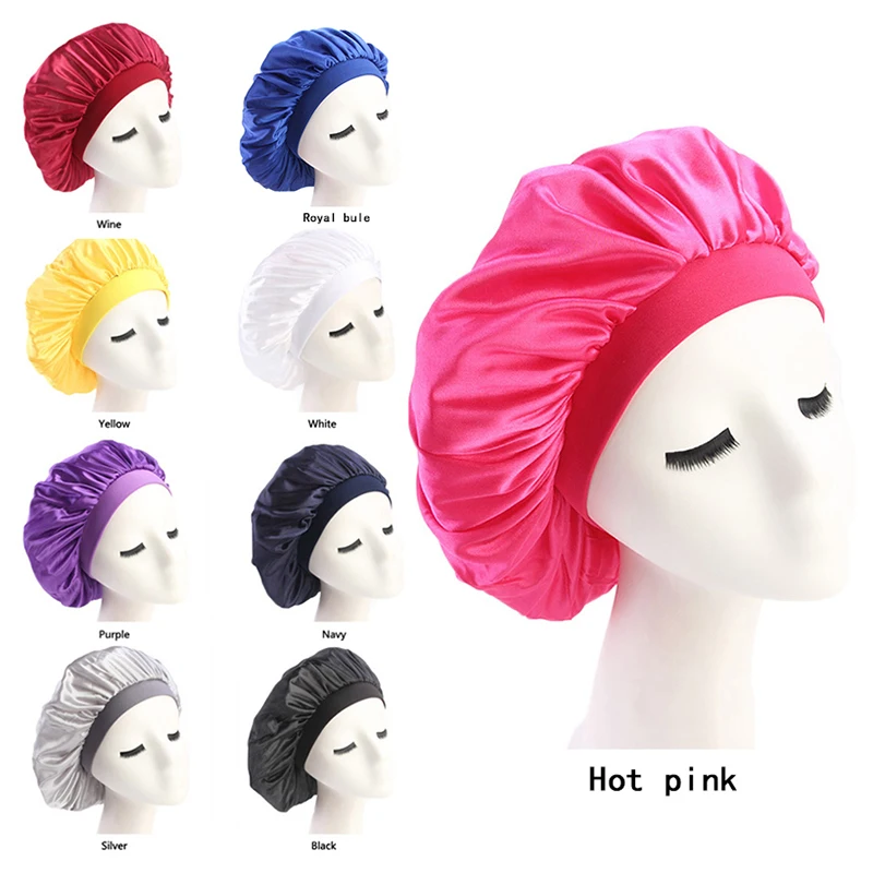Атласная шапочка для укладки волос с регулировкой длины 58 см женская шапка